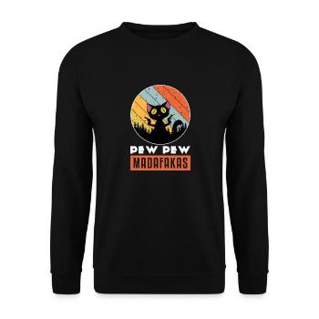 PEW PEW cat - Unisex Sweatshirt - black - Front - Alina (178cm) & Michal (187cm)