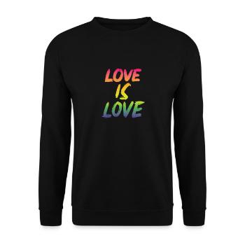 Homosexuell Love is Love Regenbogen - Unisex Pullover - Schwarz - Vorne - Alina (178cm) & Michal (187cm)