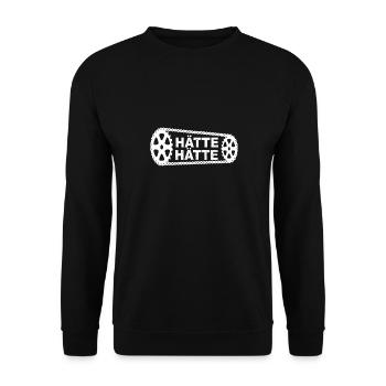 Hätte Hätte Fahrradkette T-Shirt Lustiger Spruch - Unisex Pullover - Schwarz - Vorne - Alina (178cm) & Michal (187cm)