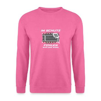 Im Schlitz fühlen wir uns wohl. Slotcar Racing - Unisex Pullover - Pink - Vorne