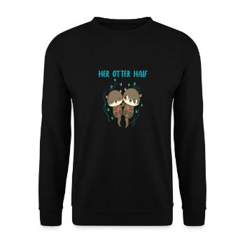 Otter Her Otter a aidé la tenue partenaire de Valtinstag - Sweat-shirt Unisexe - noir - Devant - Alina (178cm) & Michal (187cm)