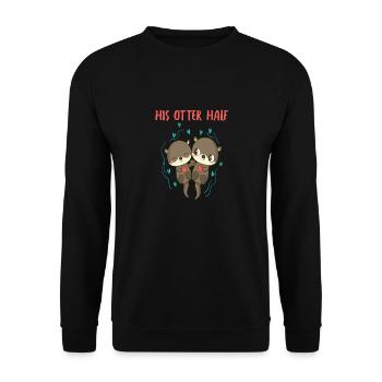 Otter His Otter a aidé la tenue partenaire de Valtinstag - Sweat-shirt Unisexe - noir - Devant - Alina (178cm) & Michal (187cm)