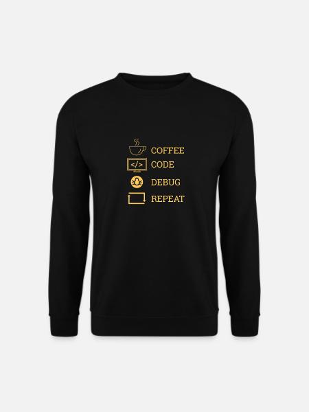 "Coffee Code Debug Repeat" | Programmierer - Unisex Pullover - Schwarz
