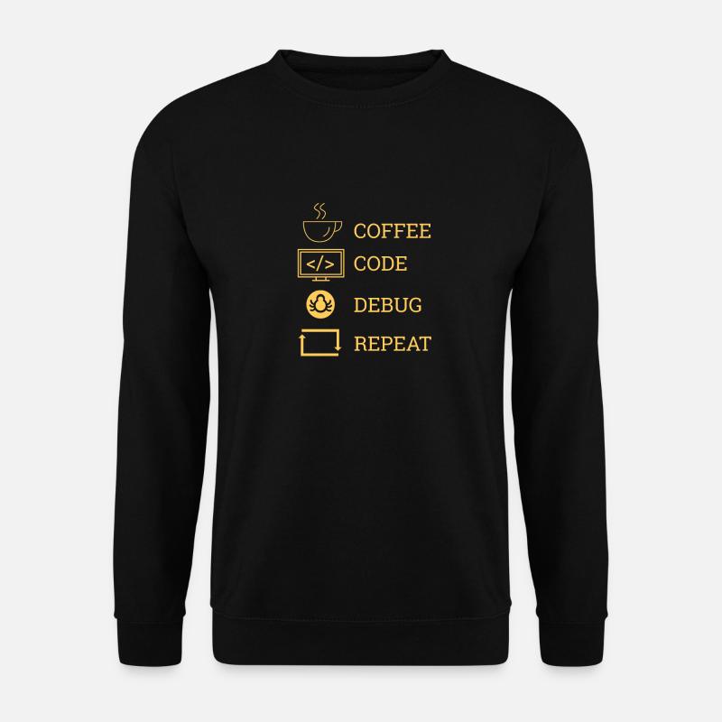 "Coffee Code Debug Repeat" | Programmierer - Unisex Pullover - Schwarz