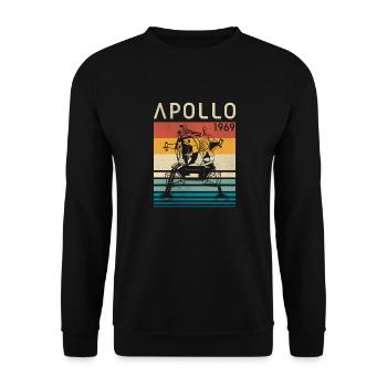 Vintage Retro Apollo 11 50th Anniversary Moon - Unisex Sweatshirt - black - Front - Alina (178cm) & Michal (187cm)