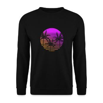 Vintage Retro 80s Palms Trees Outrun Art Sunset - Unisex Sweatshirt - black - Front - Alina (178cm) & Michal (187cm)