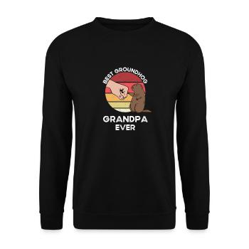 Best Groundhog Grandpa Ever Funny Vintage - Unisex Sweatshirt - black - Front - Alina (178cm) & Michal (187cm)