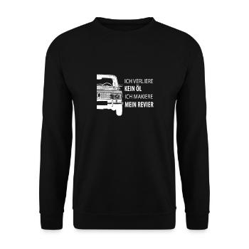 LADA NIVA Verliere kein Öl makiere mein Revier - Unisex Pullover - Schwarz - Vorne - Alina (178cm) & Michal (187cm)
