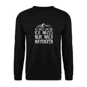 Mayrhofen Österreich Skifahren Geschenkidee - Unisex Pullover - Schwarz - Vorne - Alina (178cm) & Michal (187cm)