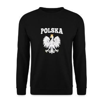 Poland flag eagle Polska fan shirt Polish - Unisex Sweatshirt - black - Front - Alina (178cm) & Michal (187cm)