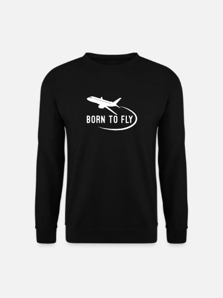 Born To Fly Airplane Pilot Flight School - Unisex Sweatshirt - black