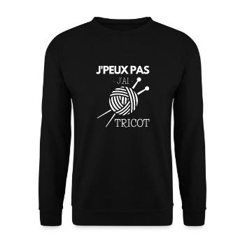 Je Peux Pas J'ai Tricot Couture Crochet Fait Main - Sweat-shirt Unisexe - noir - Devant - Alina (178cm) & Michal (187cm)