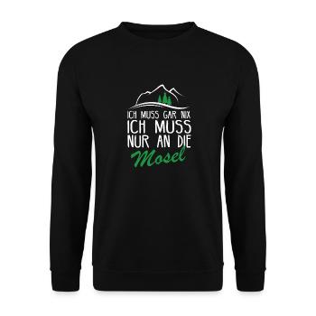 Mosel Eifel Wandern Fluss Winzer Geschenkidee - Unisex Pullover - Schwarz - Vorne - Alina (178cm) & Michal (187cm)