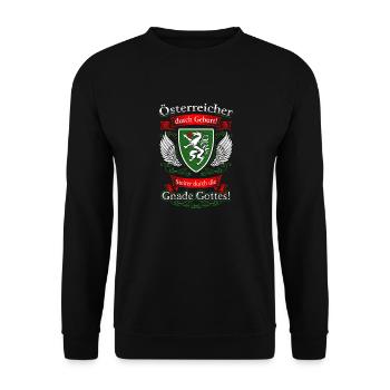 Steirer Durch Die Gnade Gottes Geschenkidee Stolz - Unisex Pullover - Schwarz - Vorne - Alina (178cm) & Michal (187cm)