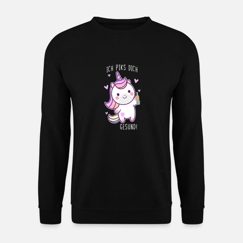 Ich Piks dich gesund Krankenschwester Einhorn Pfle - Unisex Pullover - Schwarz