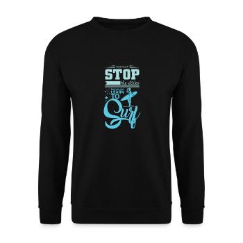 Surfing Spruch - Unisex Pullover - Schwarz - Vorne - Alina (178cm) & Michal (187cm)