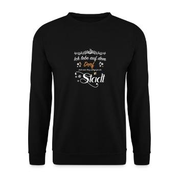 Stadtkind Stadt Dorf Großstadt Heimat Geschenkidee - Unisex Pullover - Schwarz - Vorne - Alina (178cm) & Michal (187cm)