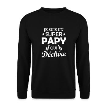 je suis un super papy qui déchire - Sweat-shirt Unisexe - noir - Devant - Alina (178cm) & Michal (187cm)