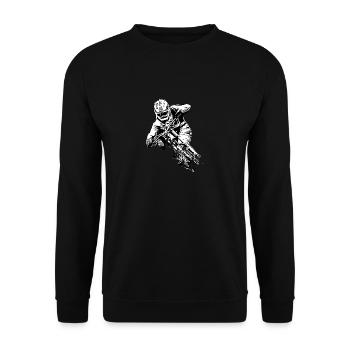 Mountain Biker / MTB Downhill Fahrrad geschenk - Unisex Pullover - Schwarz - Vorne - Alina (178cm) & Michal (187cm)