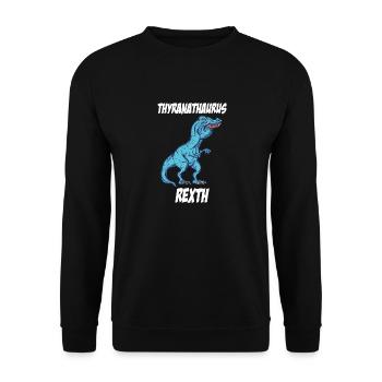 Überbiss lustiger meme TRex Tshirt Geschenk - Unisex Pullover - Schwarz - Vorne - Alina (178cm) & Michal (187cm)