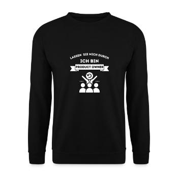 Lassen sie mich durch ich bin Product Owner - Unisex Pullover - Schwarz - Vorne - Alina (178cm) & Michal (187cm)