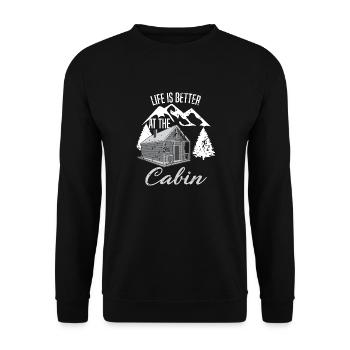 Life Is Better At The Cabin Camper Wanderer Hütte - Sweat-shirt Unisexe - noir - Devant - Alina (178cm) & Michal (187cm)