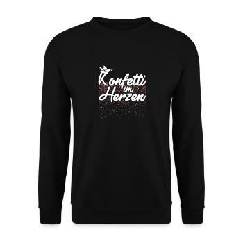 Konfetti im Herzen Fasching Karneval Konfetti - Unisex Pullover - Schwarz - Vorne - Alina (178cm) & Michal (187cm)