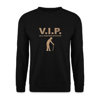Ich bin in Rente - V.I.P. - Unisex Pullover - Schwarz - Vorne - Alina (178cm) & Michal (187cm)