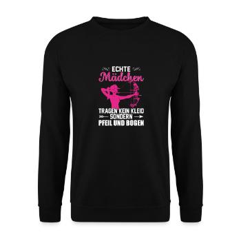 Bogenschützin Bogenschießen Frauen - Unisex Pullover - Schwarz - Vorne - Alina (178cm) & Michal (187cm)