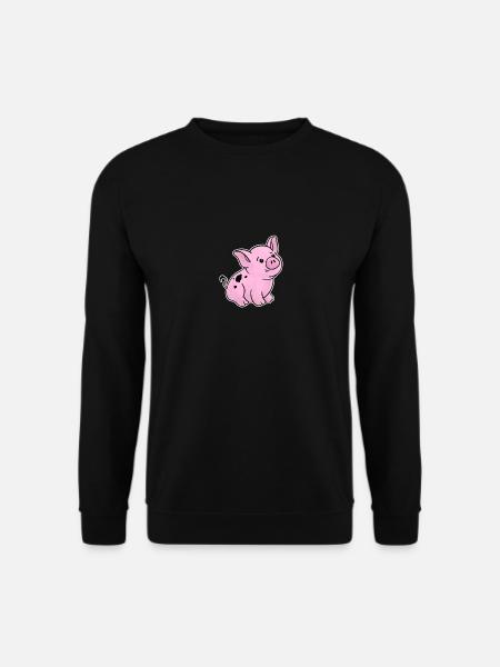Nettes Ferkel handgezeichnet mit Schmutz auf der - Unisex Pullover - Schwarz