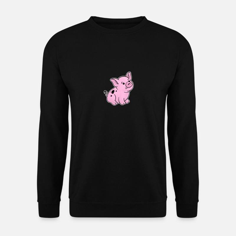 Nettes Ferkel handgezeichnet mit Schmutz auf der - Unisex Pullover - Schwarz