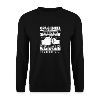Opa und Enkel Verrücktes Team Vatertag Geschenk - Unisex Pullover - Schwarz - Vorne - Alina (178cm) & Michal (187cm)