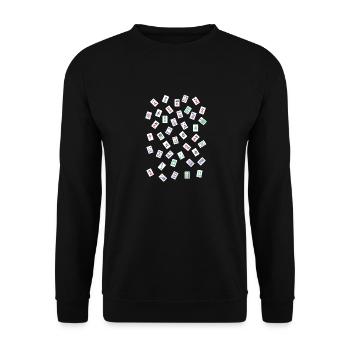 Scattered mahjong tiles - mahjong gift - Unisex Sweatshirt - black - Front - Alina (178cm) & Michal (187cm)