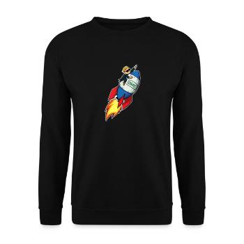 GME To the Moon Meme Aktien Wall Street Wetten - Unisex Pullover - Schwarz - Vorne - Alina (178cm) & Michal (187cm)