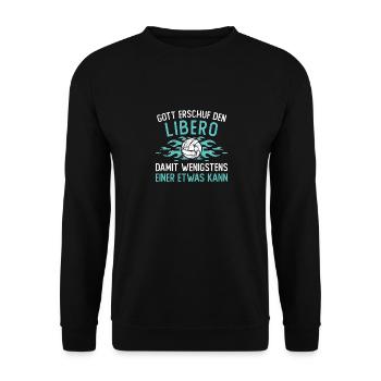 Volleyball Volleyballer Libero Geschenk - Unisex Pullover - Schwarz - Vorne - Alina (178cm) & Michal (187cm)