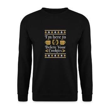 « I’m here to delete your cookies » | Noël - Sweat-shirt Unisexe - noir - Devant - Alina (178cm) & Michal (187cm)