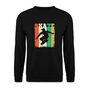 Skate Retro Vintage Skater Skateboarding Geschenk - Unisex Pullover - Schwarz - Vorne - Alina (178cm) & Michal (187cm)