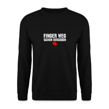 Finger weg schon vergeben - Unisex Pullover - Schwarz - Vorne - Alina (178cm) & Michal (187cm)