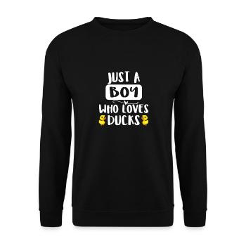 just a boy who loves ducks - Sweat-shirt Unisexe - noir - Devant - Alina (178cm) & Michal (187cm)