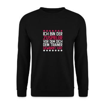 Volleyball Zuspieler Steller Stellspieler - Unisex Pullover - Schwarz - Vorne - Alina (178cm) & Michal (187cm)