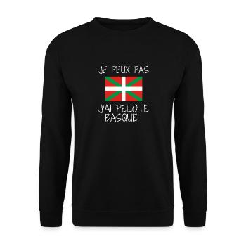 Pelote Basque Je Peux Pas J'ai Pelote Basque Pays - Sweat-shirt Unisexe - noir - Devant - Alina (178cm) & Michal (187cm)