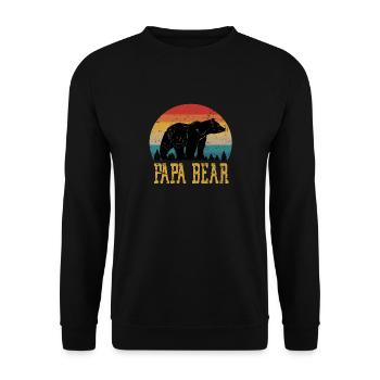 Papa Bear proud Daddy stolzer Vater camping retro - Unisex Pullover - Schwarz - Vorne - Alina (178cm) & Michal (187cm)