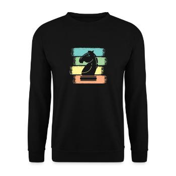 Chess Horse Chess Pieces Retro - Unisex Sweatshirt - black - Front - Alina (178cm) & Michal (187cm)