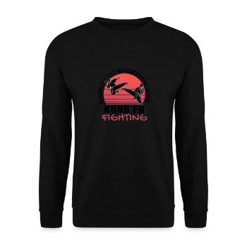 Surely Not Everyone Was Kung Fu Fighting Geschenk - Unisex Pullover - Schwarz - Vorne - Alina (178cm) & Michal (187cm)