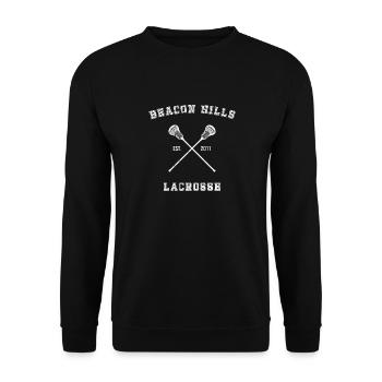 beacon hills Lacrosse Est. 2011 - Unisex Pullover - Schwarz - Vorne - Alina (178cm) & Michal (187cm)