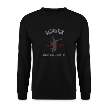 Badminton Federball macht mich glücklich - Unisex Pullover - Schwarz - Vorne - Alina (178cm) & Michal (187cm)