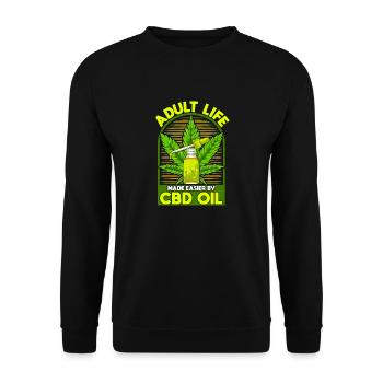 Adult Life Made Easier By CBD Oil - Unisex Sweatshirt - black - Front - Alina (178cm) & Michal (187cm)