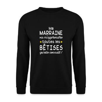 humour - ma marraine va m'apprendre les bêtises - Sweat-shirt Unisexe - noir - Devant - Alina (178cm) & Michal (187cm)