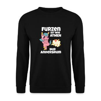 lustiges einhorn furz - Unisex Pullover - Schwarz - Vorne - Alina (178cm) & Michal (187cm)