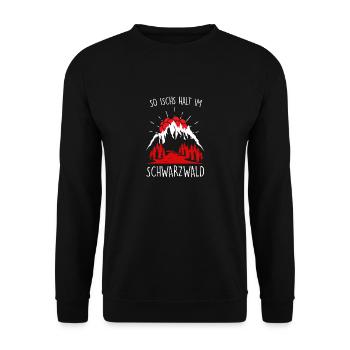 Schwarzwälder Schwarzwald Heimat Motiv - Unisex Pullover - Schwarz - Vorne - Alina (178cm) & Michal (187cm)